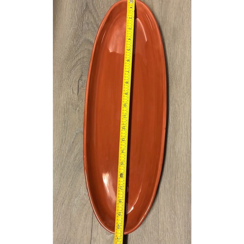 Pottery Barn Sausalito Spice Terracotta Oval Serving Platter Boat 2003 Vintage - Picture 4 of 7